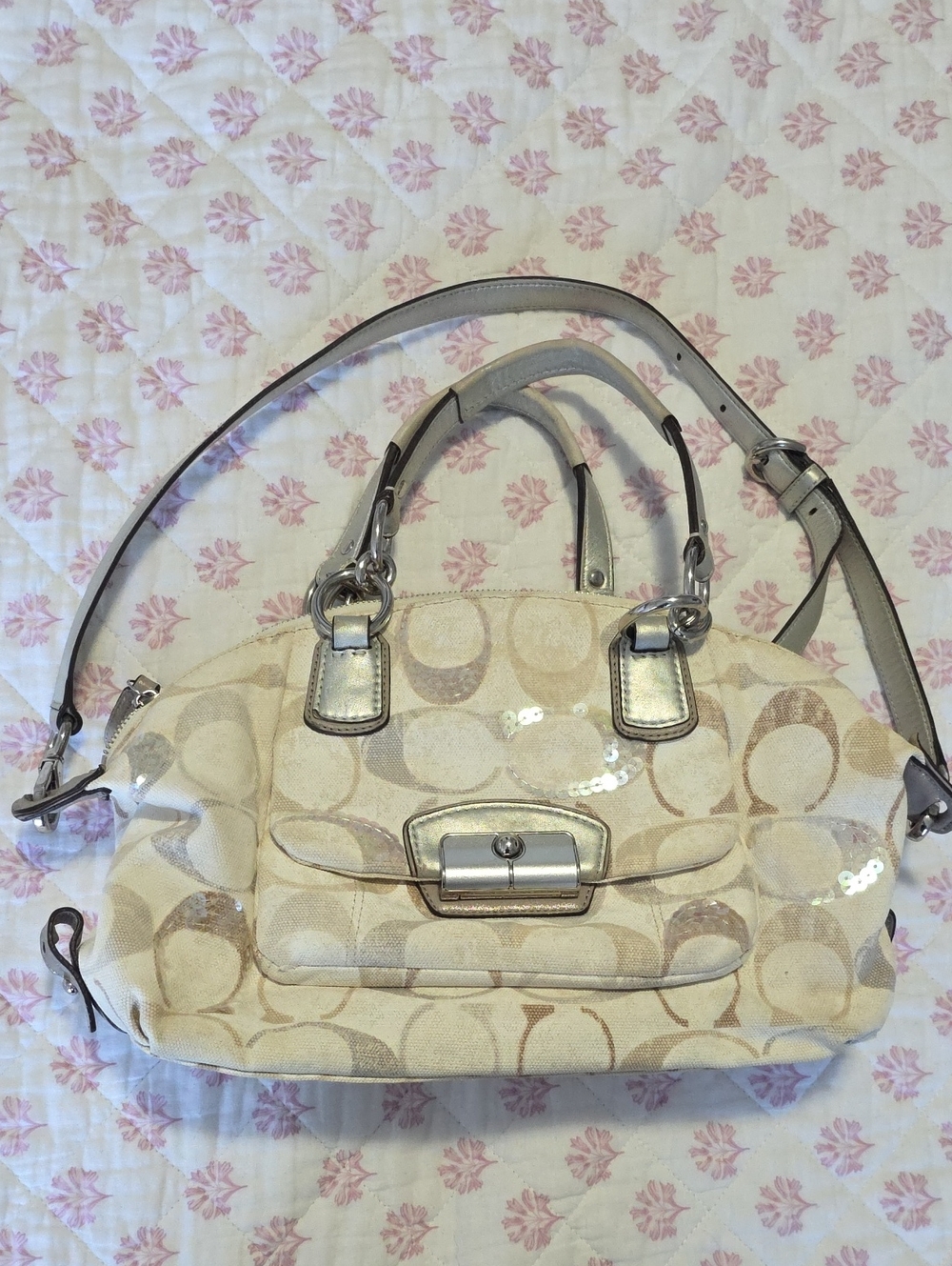 Authentic Coach Kristin Signature Dome Sequin Satchel (Style #19338)